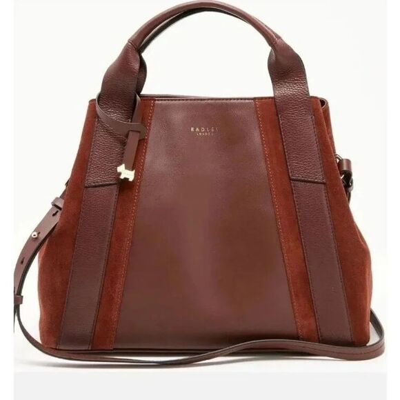 Radley London Baylis Road Suede Medium Multiway Grab Bag Mahogany - Picture 1 of 7